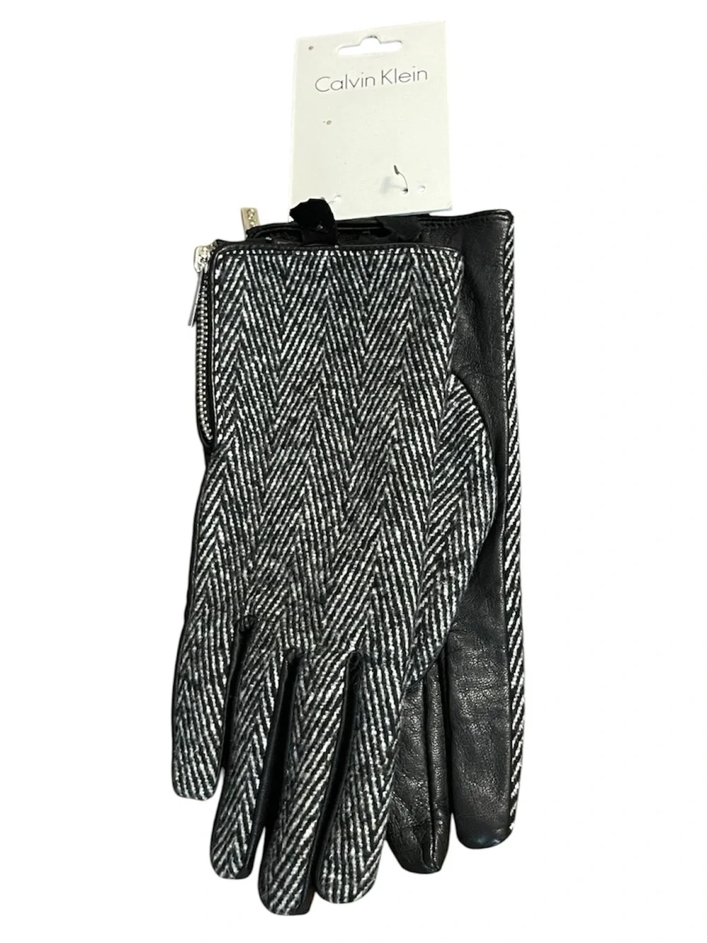 Calvin Klein Herringbone Leather Gloves NWT